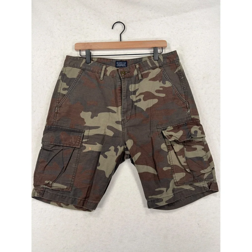 Levis Mens Camo Cargo Shorts Woodland Camouflage Multi Pocket Size 36